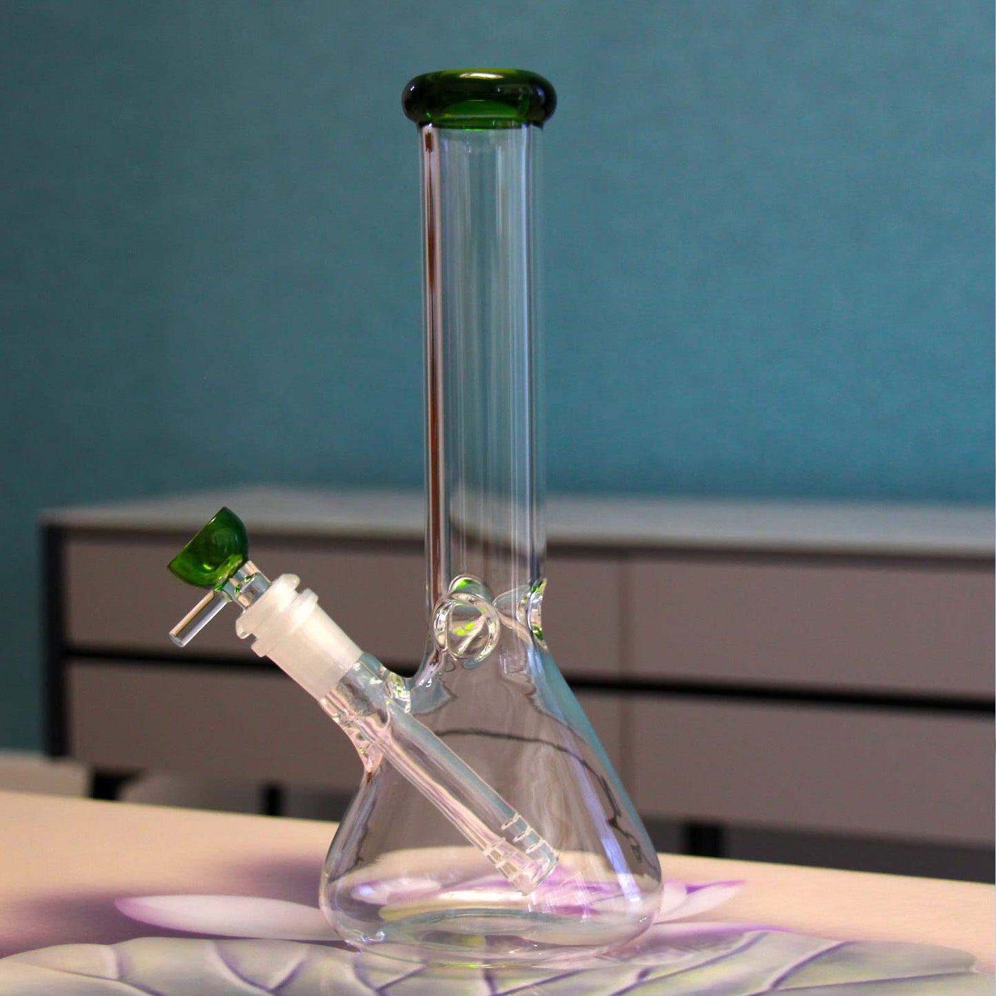 Bong de sticla pentru fumat 14,5 mm inaltime 26 cm