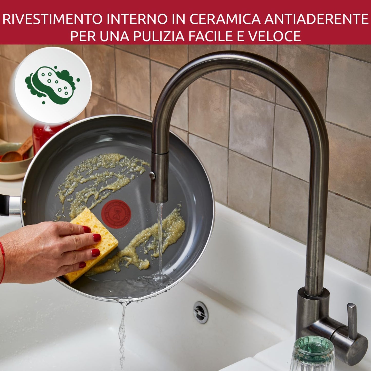 Cratita joasa Lagostina Goccia 26 cm, invelis ceramic antiaderent, proprietati