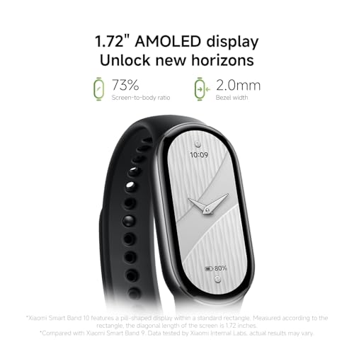 Xiaomi Smart Band 10 (Fitness Tracker), ecran AMOLED de 1,72",