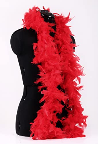 Esarfa Trimits Marabou Feather Boa, amestec de bumbac, rosu, 1,8