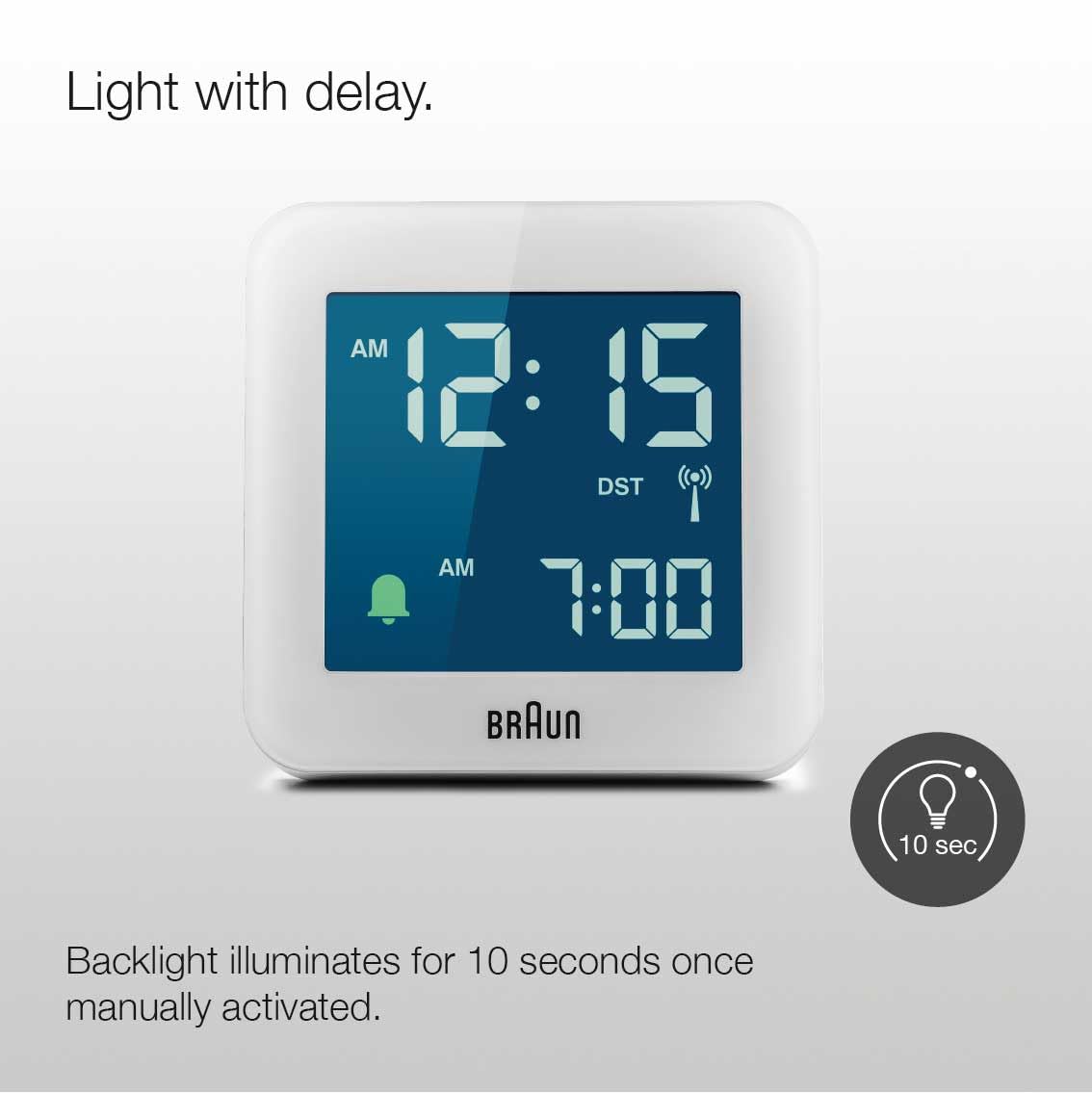 Ceas cu alarma digital controlat prin radio Braun pentru fus