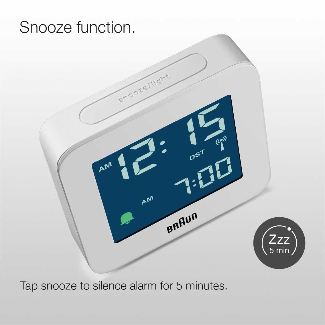 Ceas cu alarma digital controlat prin radio Braun pentru fus