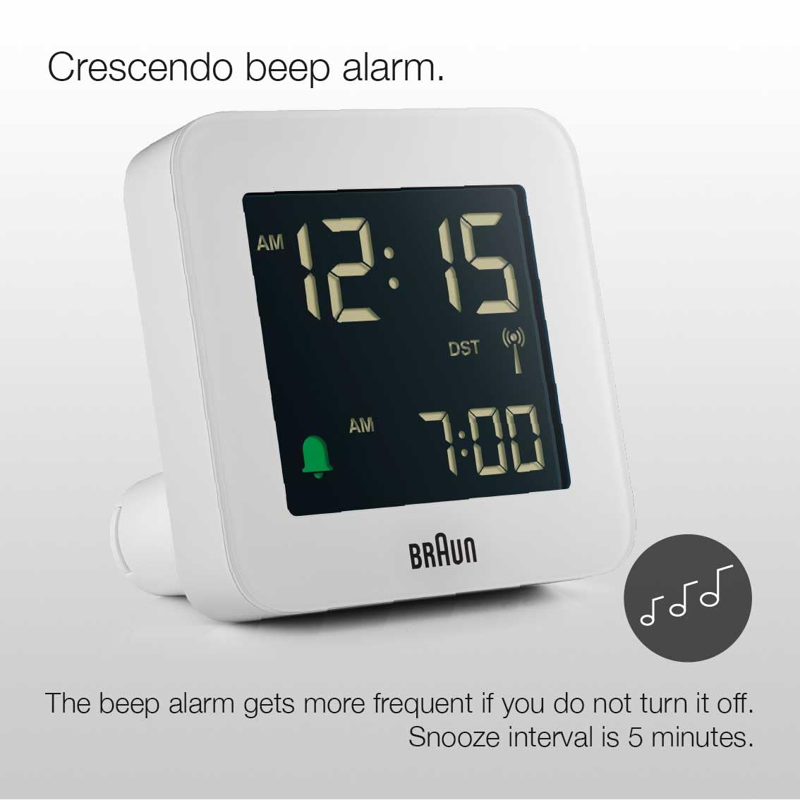 Ceas cu alarma digital controlat prin radio Braun pentru fus