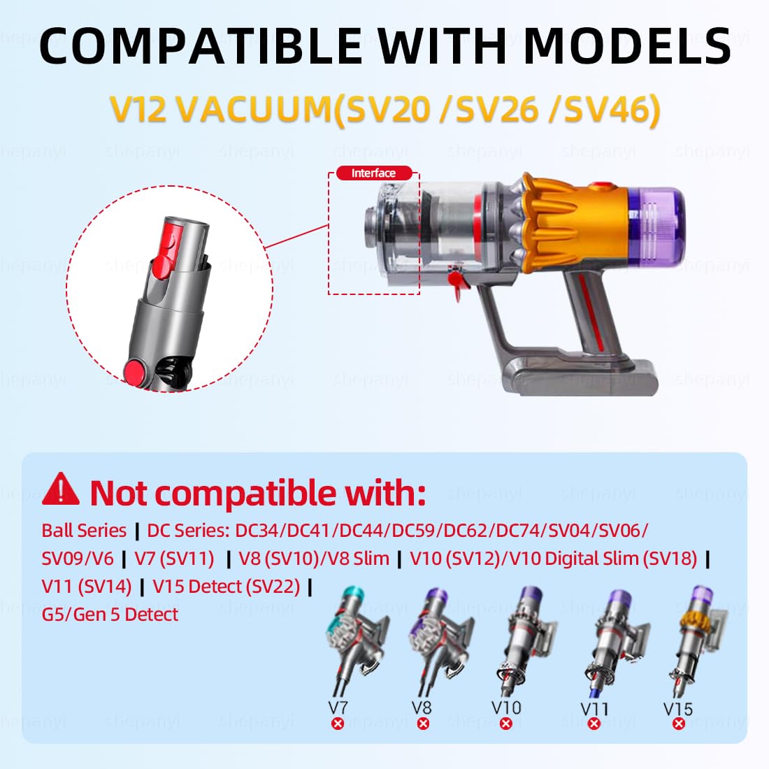 Perie LED shepanyi compatibila cu Dyson V12 Detect Slim. Piese