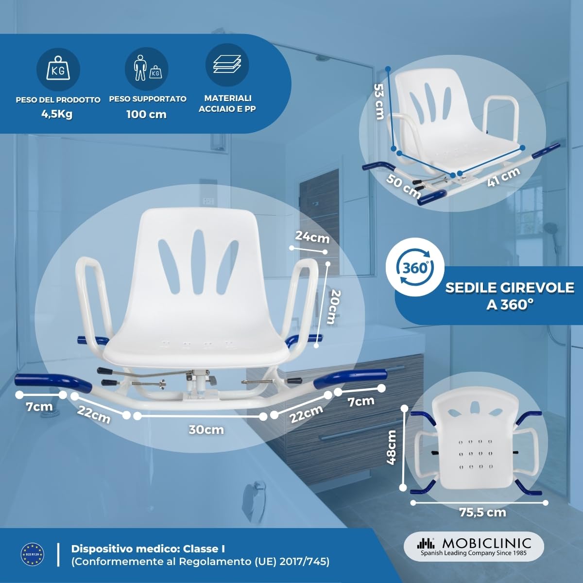 Mobiclinic, Scaun de baie pivotant pentru batrani,