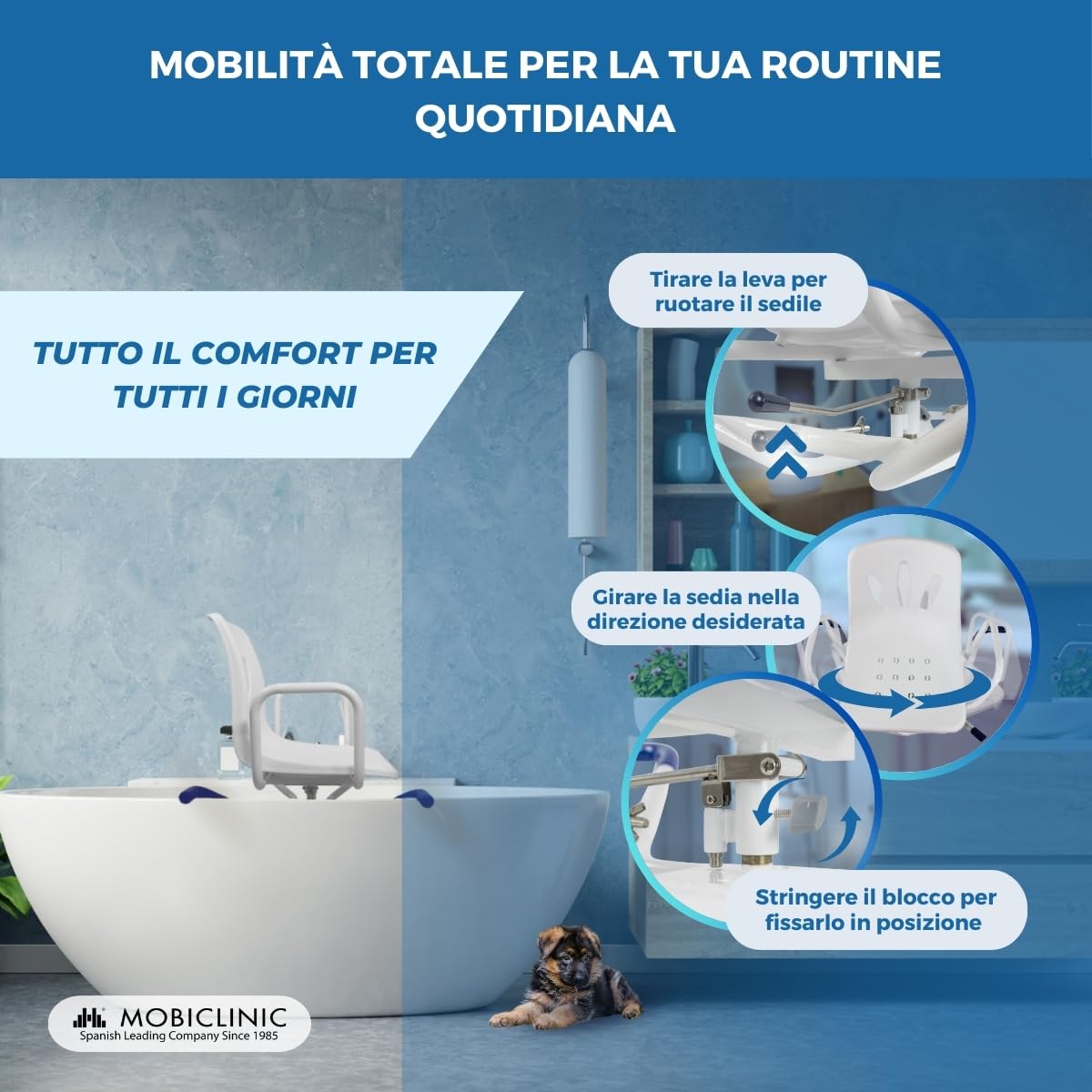Mobiclinic, Scaun de baie pivotant pentru batrani,