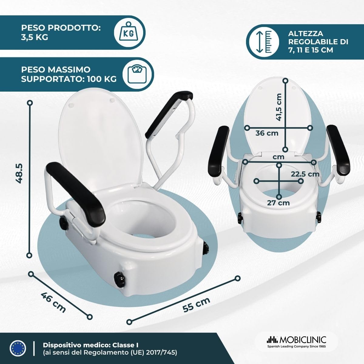 Mobiclinic®, Scaun de toaleta ridicat pentru batra
