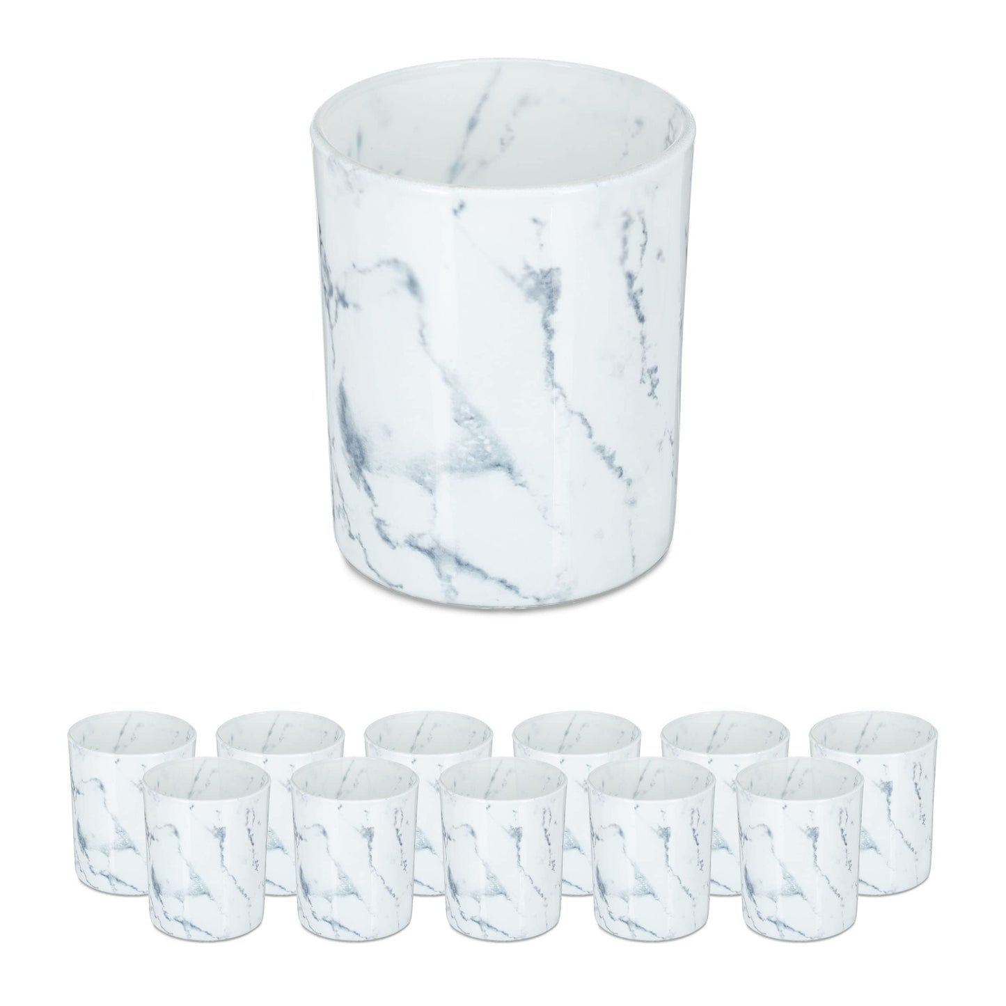 Pahare Relaxdays pentru lumanari tip pastila, set de 12, suporturi