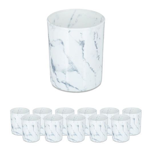 Pahare Relaxdays pentru lumanari tip pastila, set de 12, suporturi