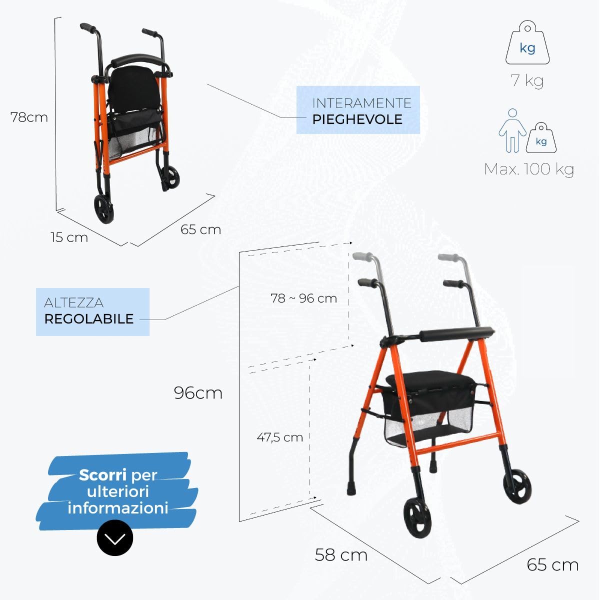 Mobiclinic®, Walker pentru batrani, negru, marca e