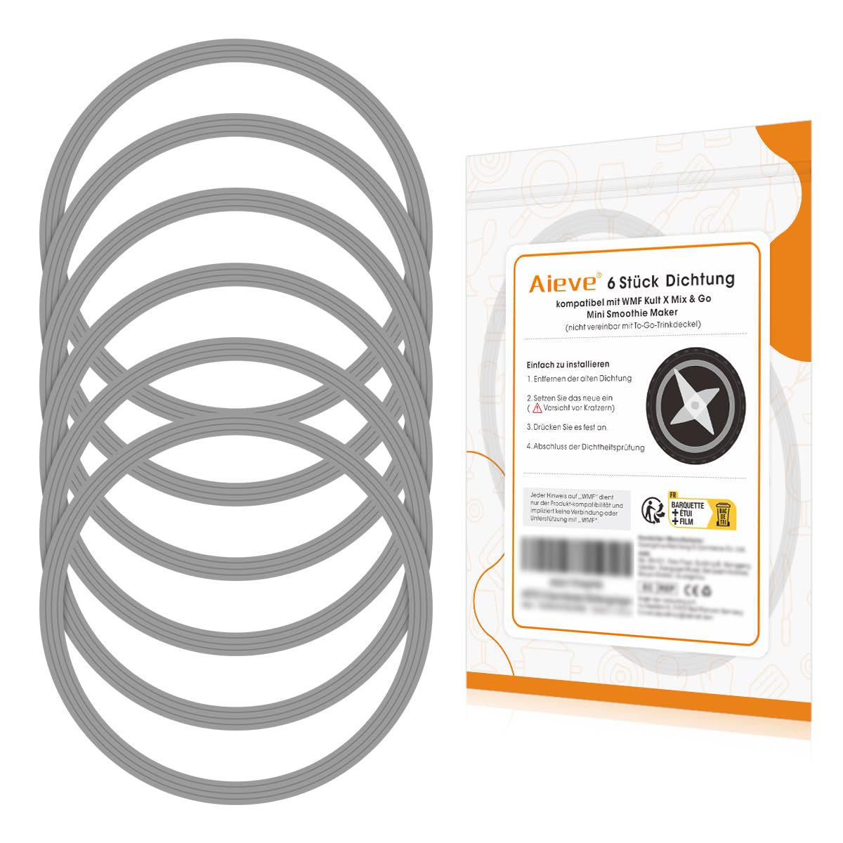 Aieve Pachet de 6 inele de etansare, garnitura de cauciuc,