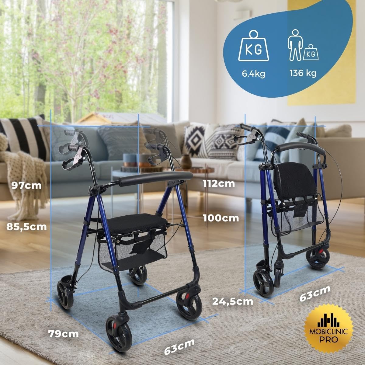 Mobiclinic®, Walker pentru varstnici, pliabil, uso