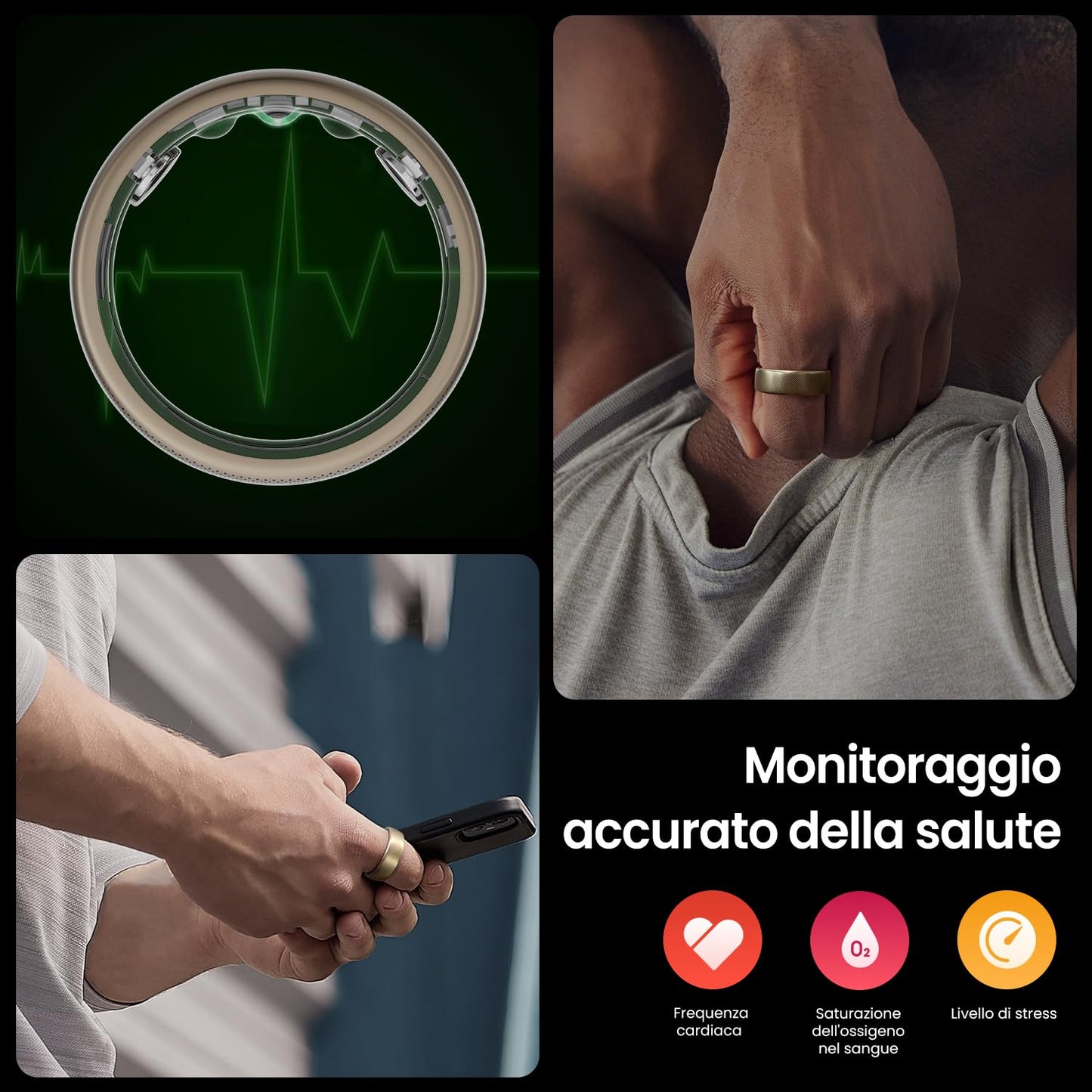 Inel Amazfit Helio marimea 12 cu monitorizare a somnului si