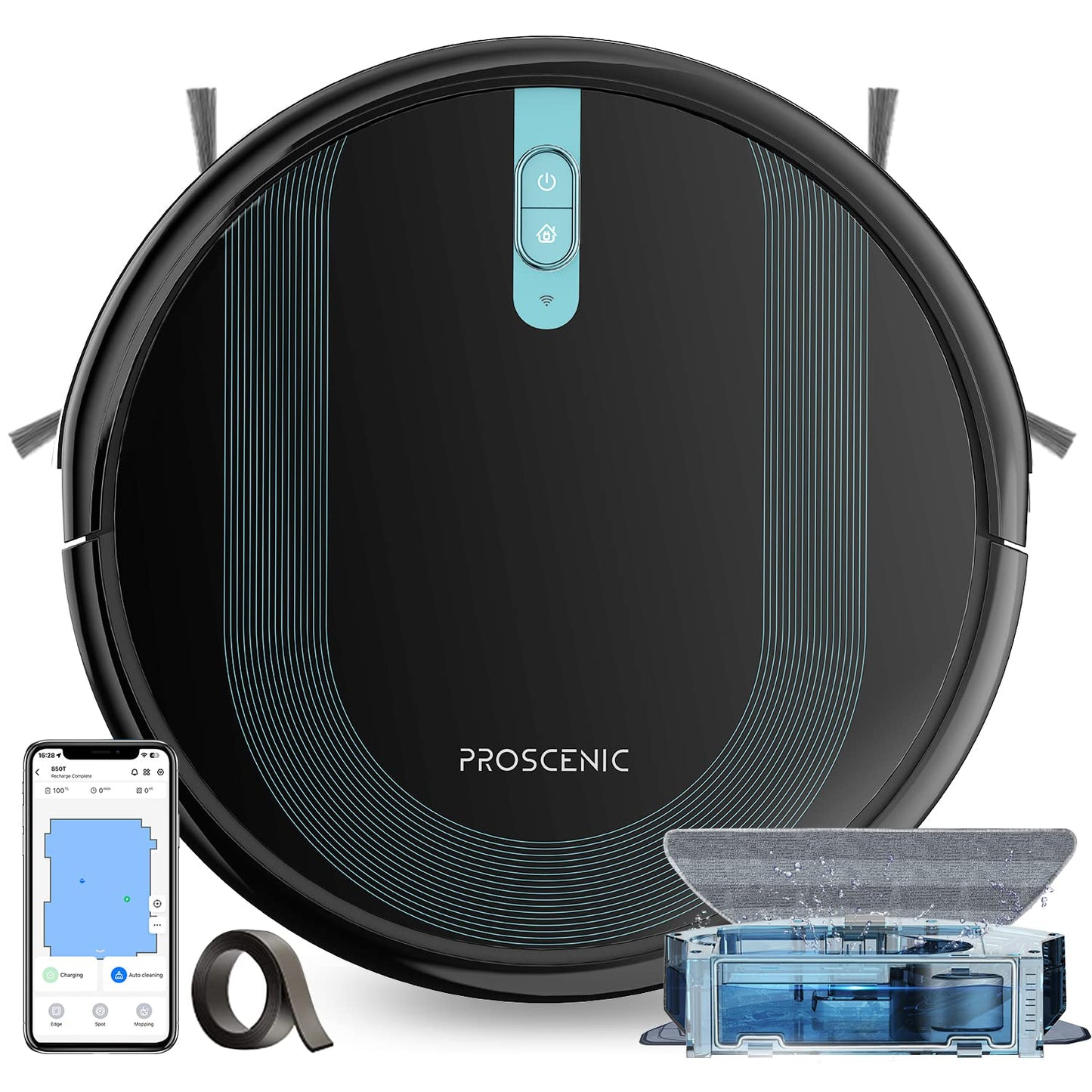 Aspirator-mop robot Proscenic 850T, putere de aspirare 3000Pa Siri & IFTTT &