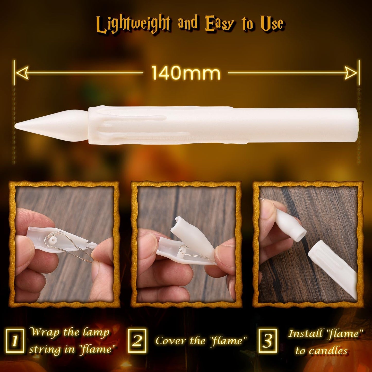 Lumanari plutitoare SLVCREK cu bagheta magica, 12 lumanari LED cu