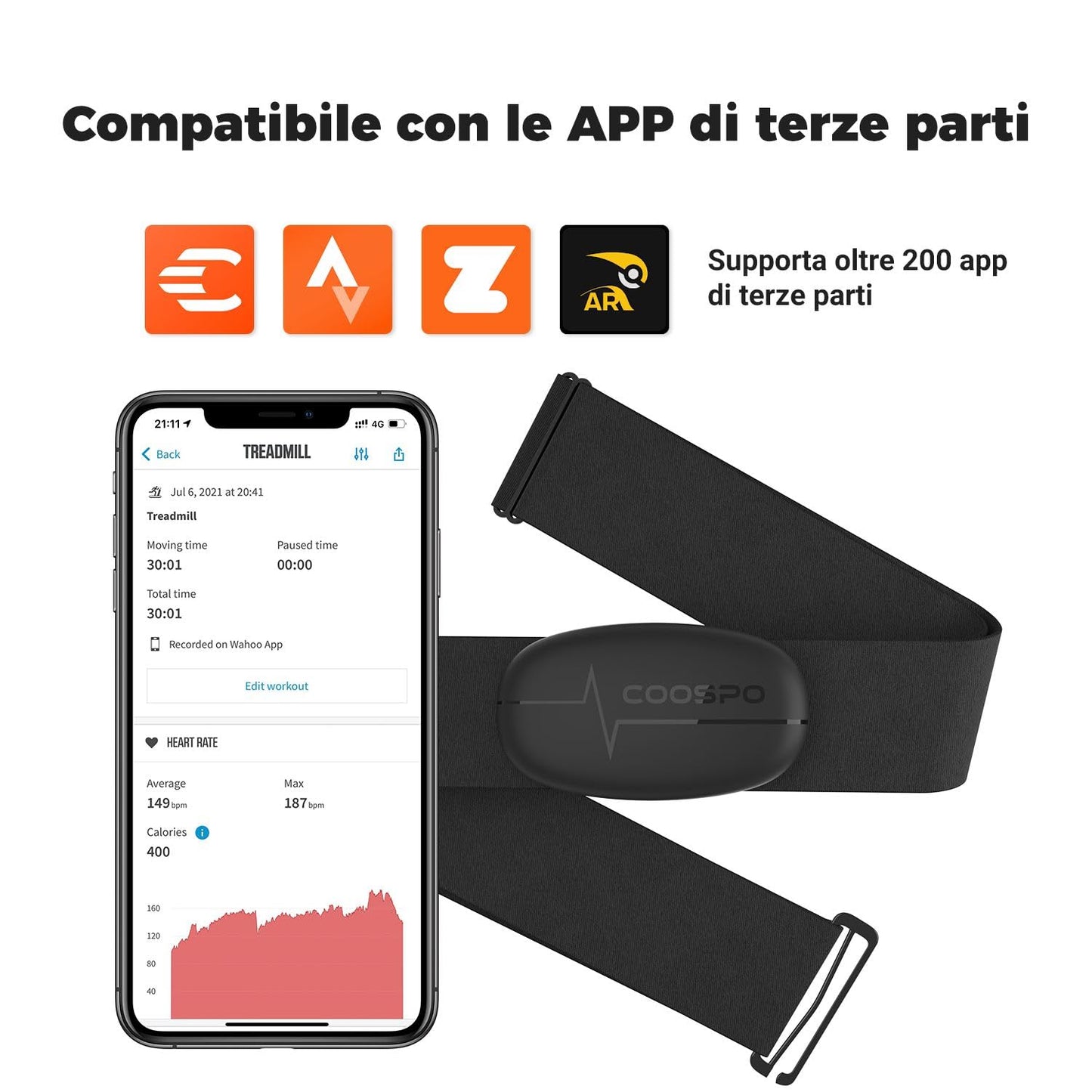 Monitor de ritm cardiac COOSPO H6 cu Bluetooth ANT+, monitor