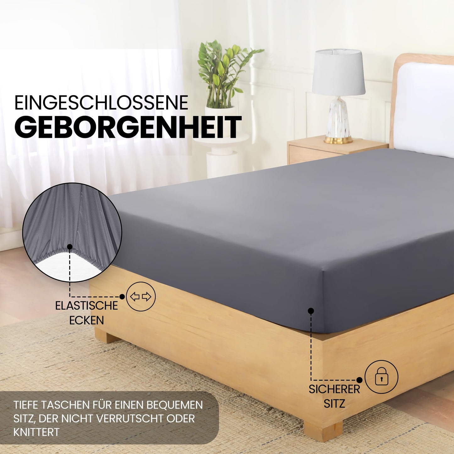 Utopia Bedding - Cearsaf cu elastic 200x200cm - Gri -