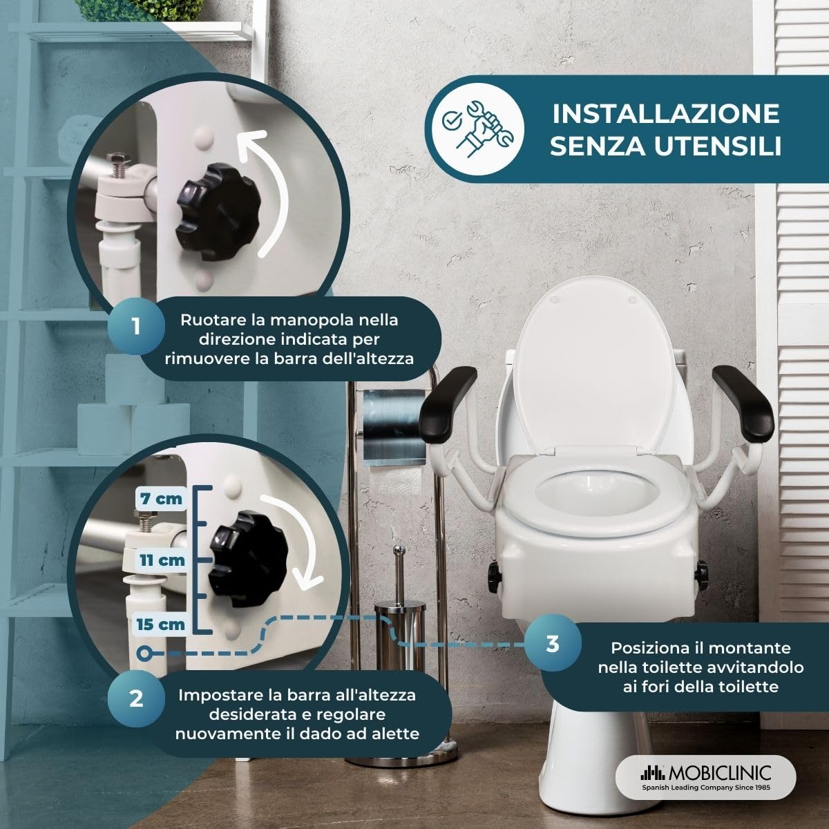 Mobiclinic®, Scaun de toaleta ridicat pentru batra