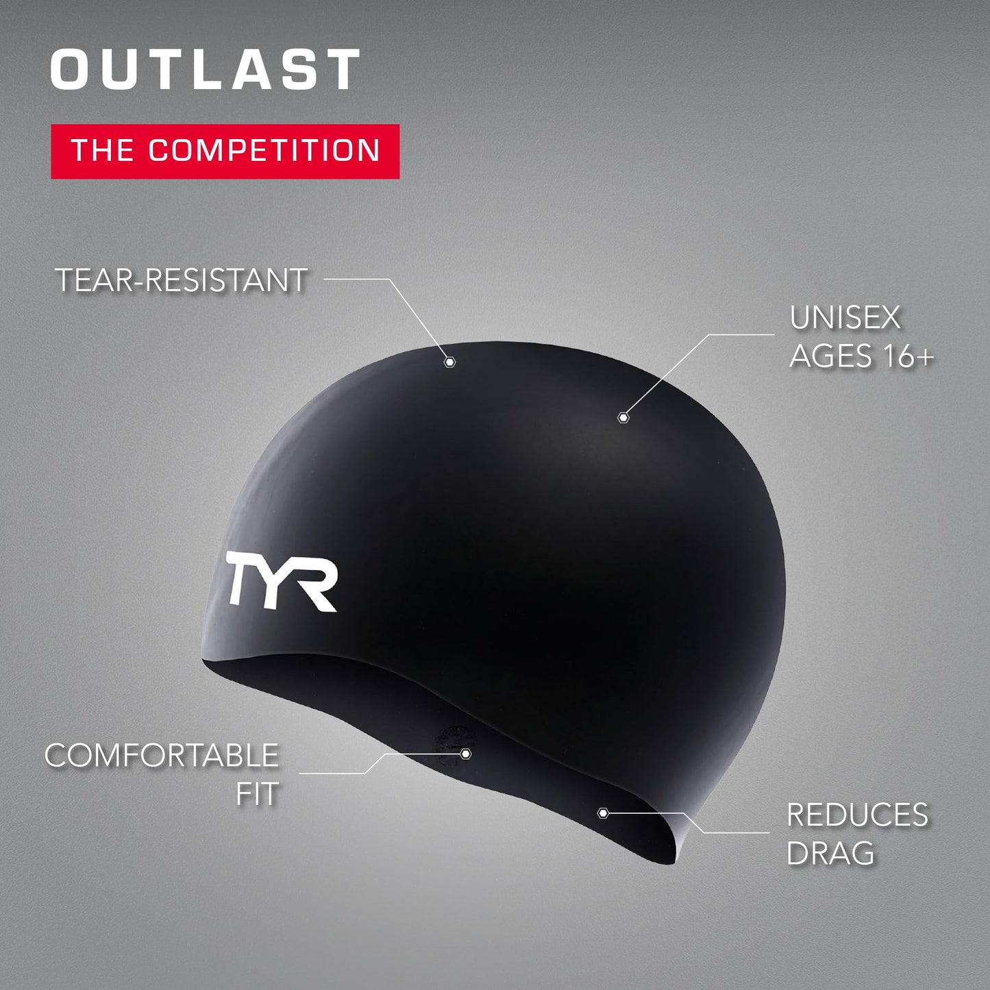 Casca de inot TYR din silicon anti-sifonare - Casca de