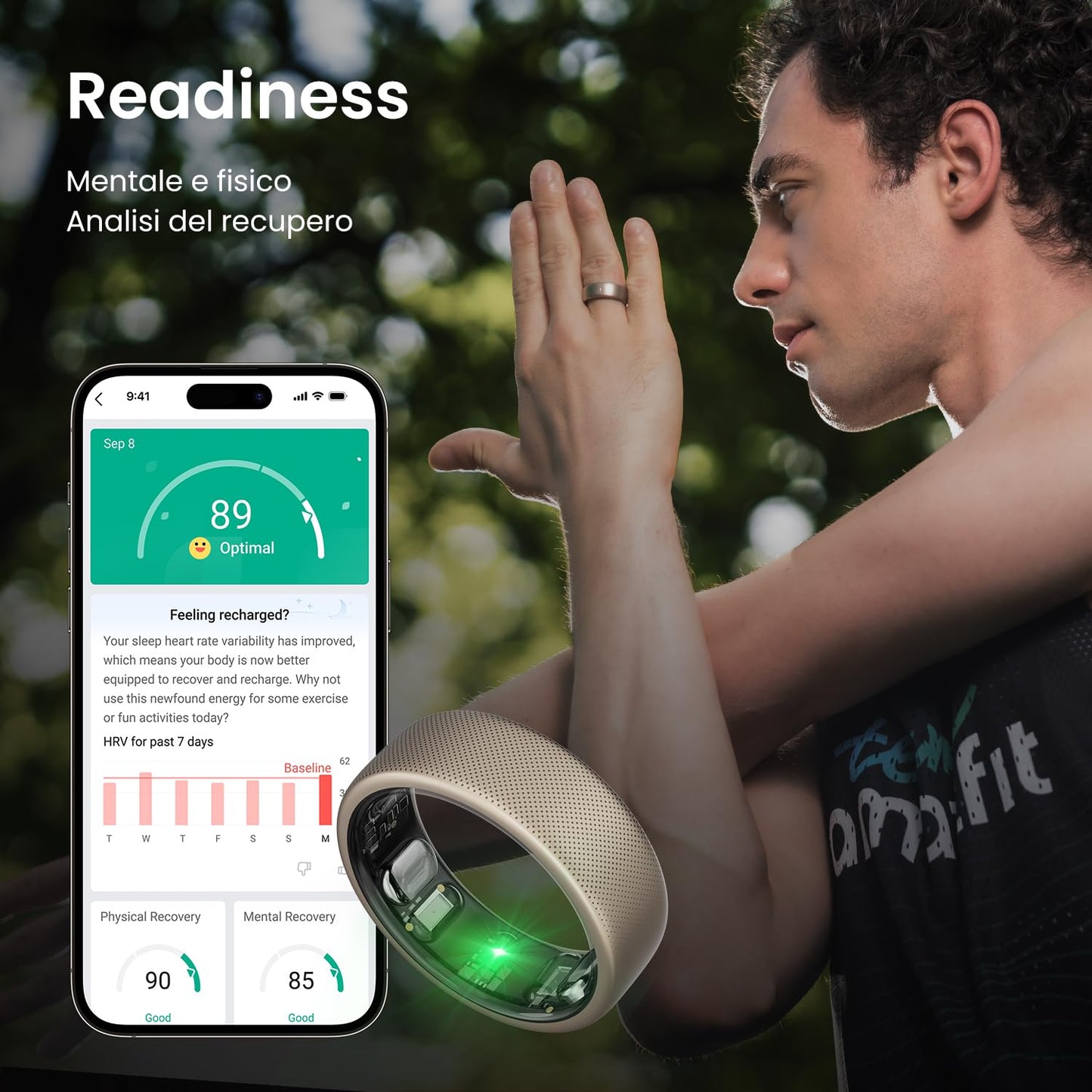 Inel Amazfit Helio marimea 12 cu monitorizare a somnului si