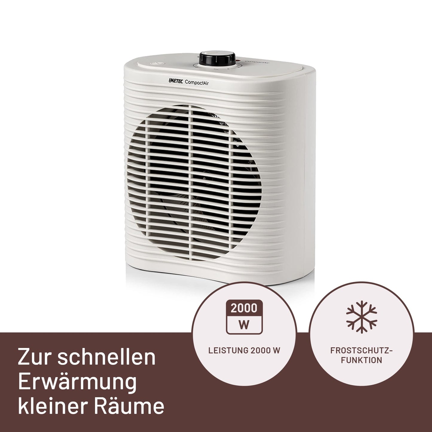 Imetec Compact Air, încălzitor cu ventilator mic și puternic, încălzitor electric, 2000