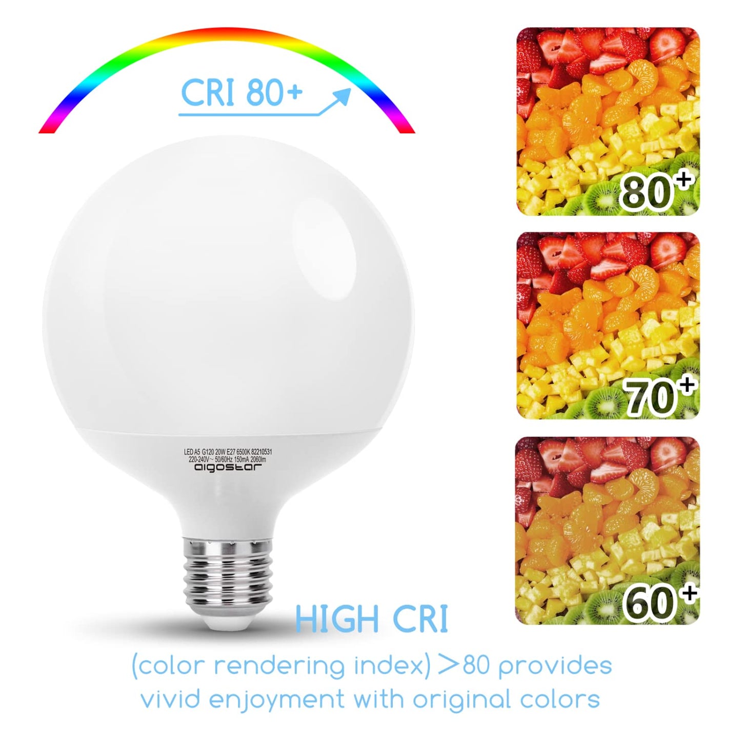 Aigostar - Bec LED G120 E27 20W (echivalent cu bec cu halogen