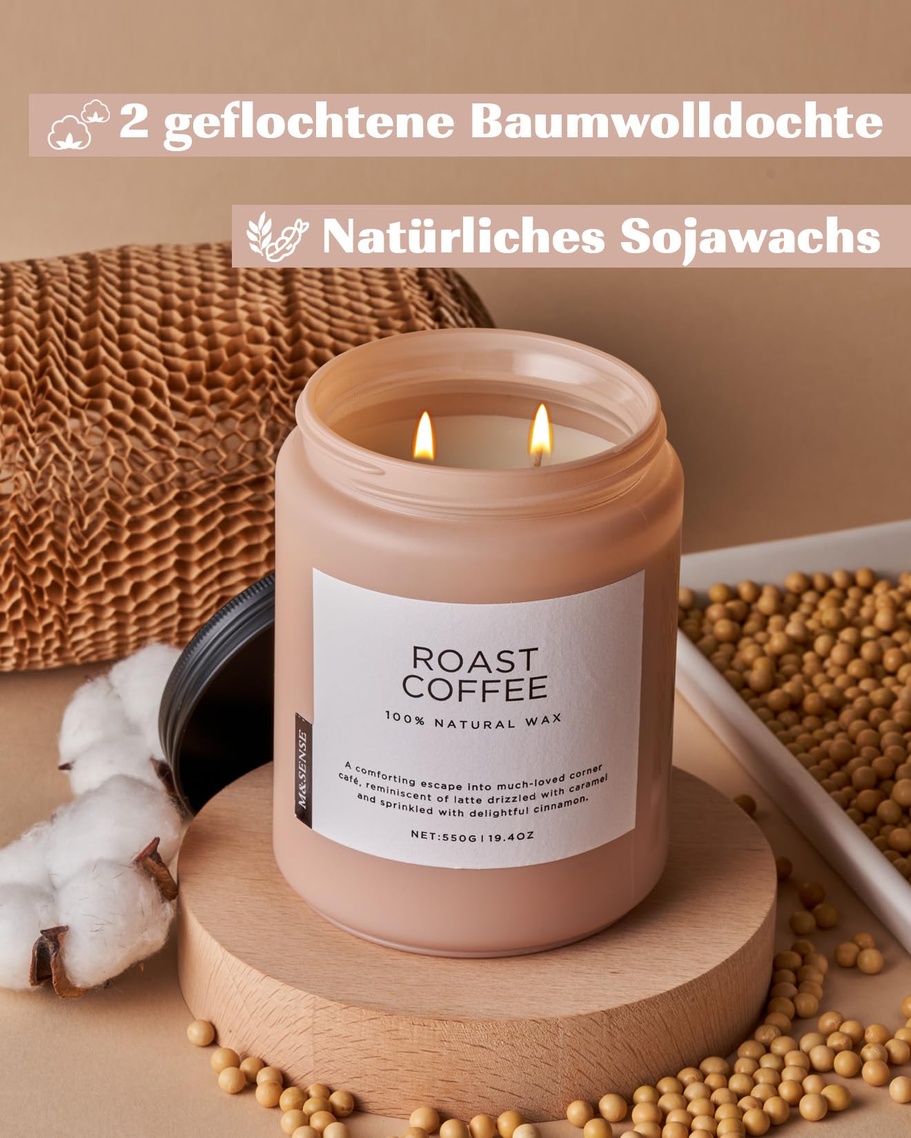 Lumanari cu parfum puternic de cafea M&SENSE, lumanare din ceara