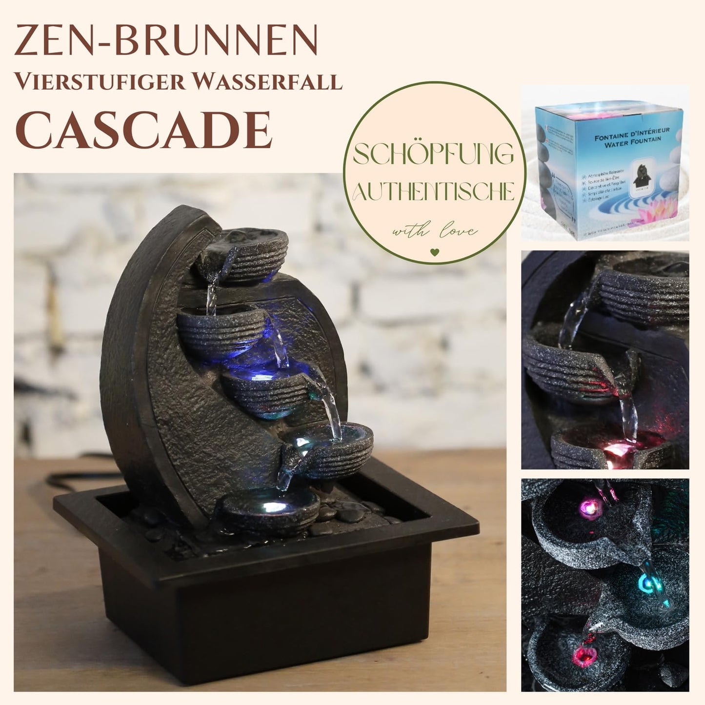Zen'Light - Fantana Cascada de Interior V2, 4 Niveluri in