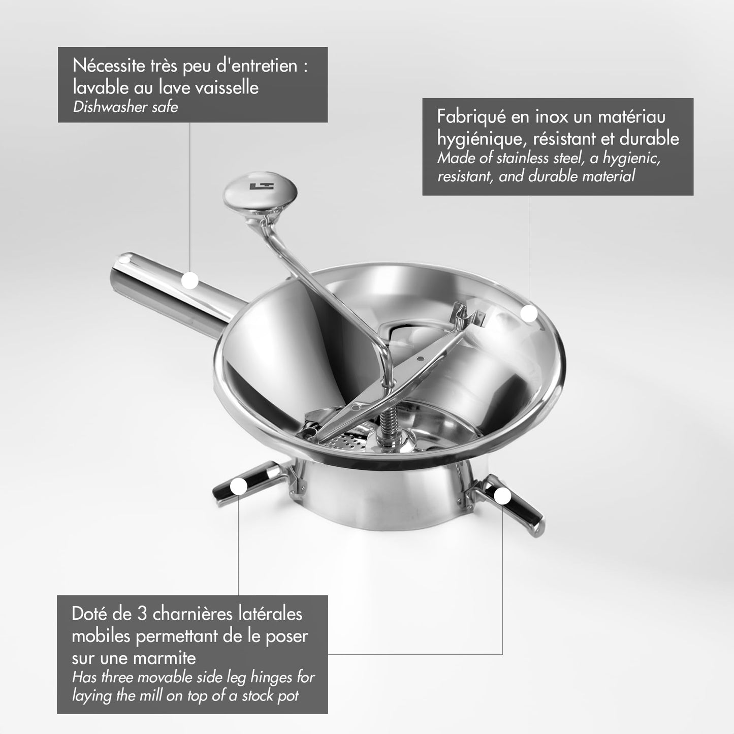 LA BONNE GRAINE - Moulin passe-légumes Ø 24 cm inox