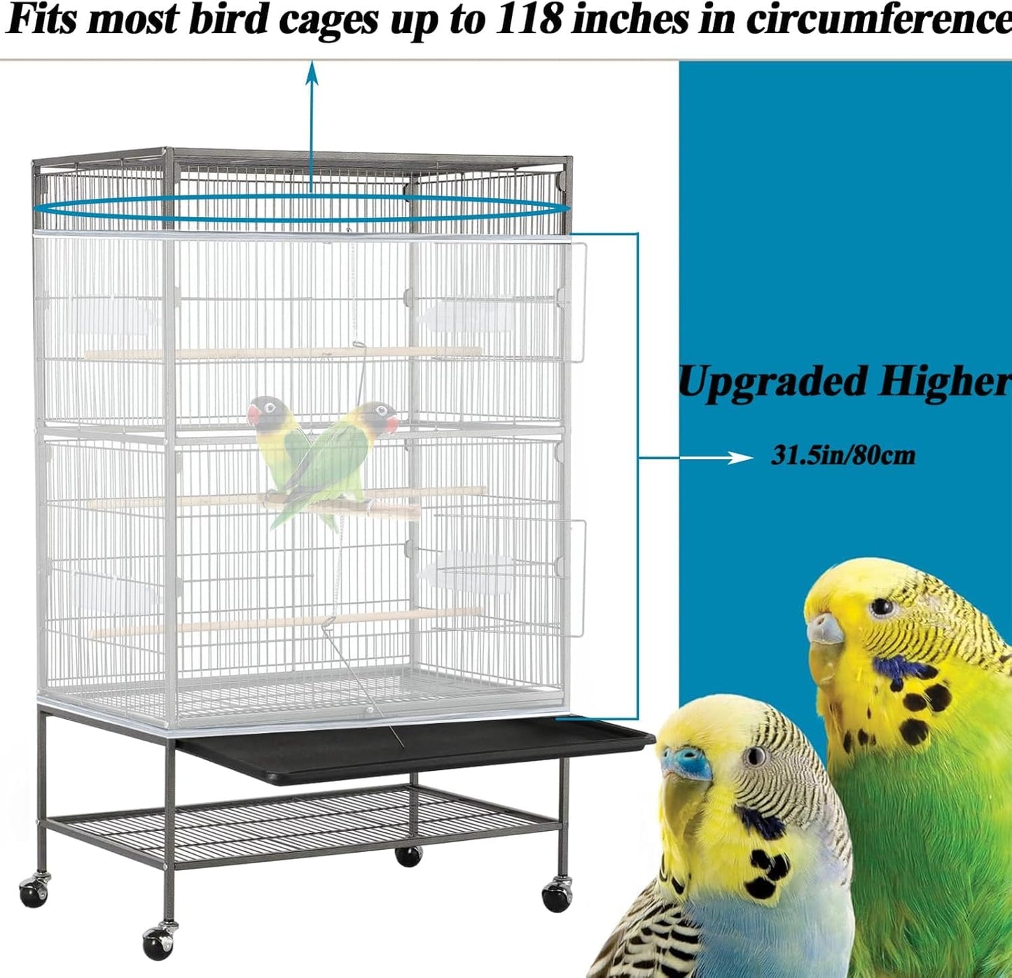 ASOCEA Colivie pentru pasari mare, colivie pentru seminte, husa reglabila