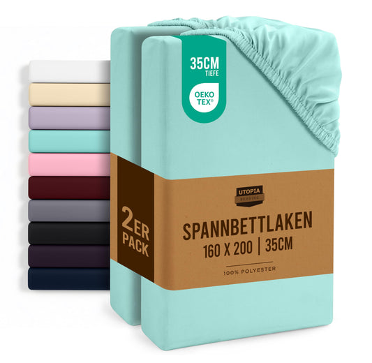 Utopia Bedding - Cearsafuri cu elastic, pachet de 2, 160x200cm