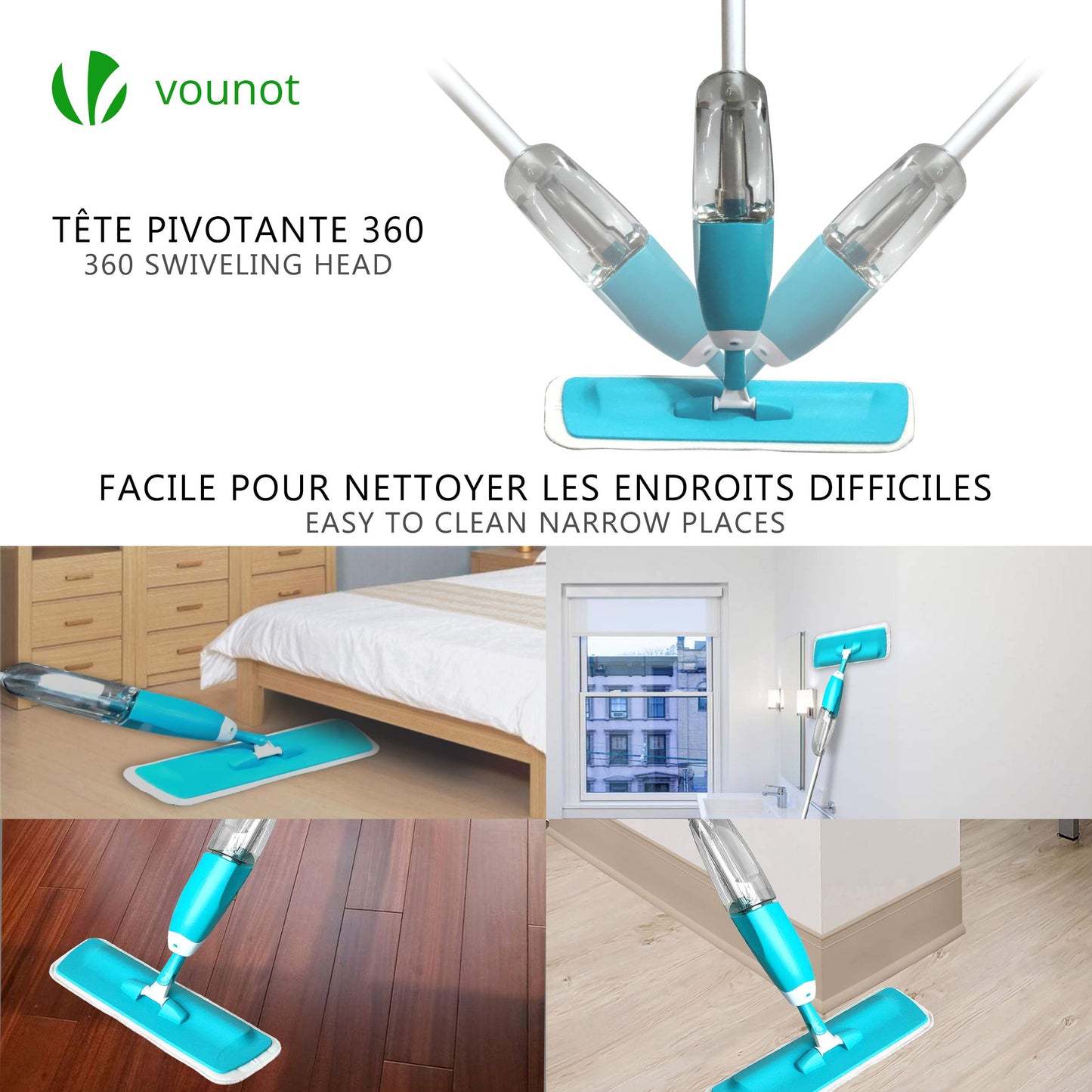 Mop pulverizator VOUNOT®, Mop pulverizator cu rezervor de apa de