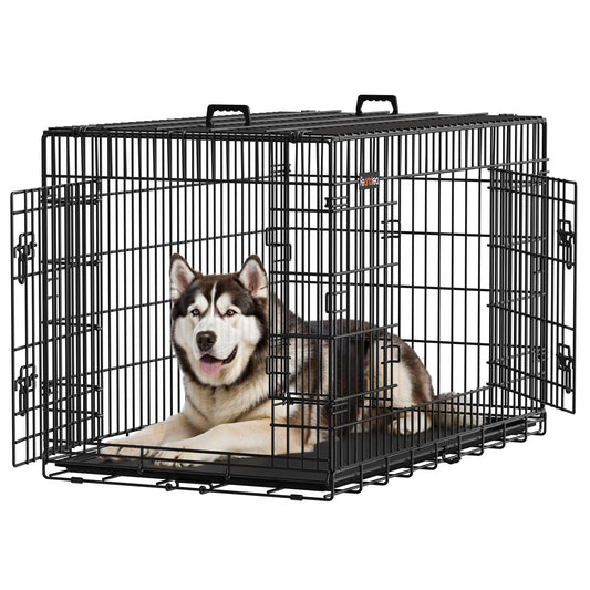 Cusca pliabila pentru caini Feandrea cu 2 usi, tava extensibila
