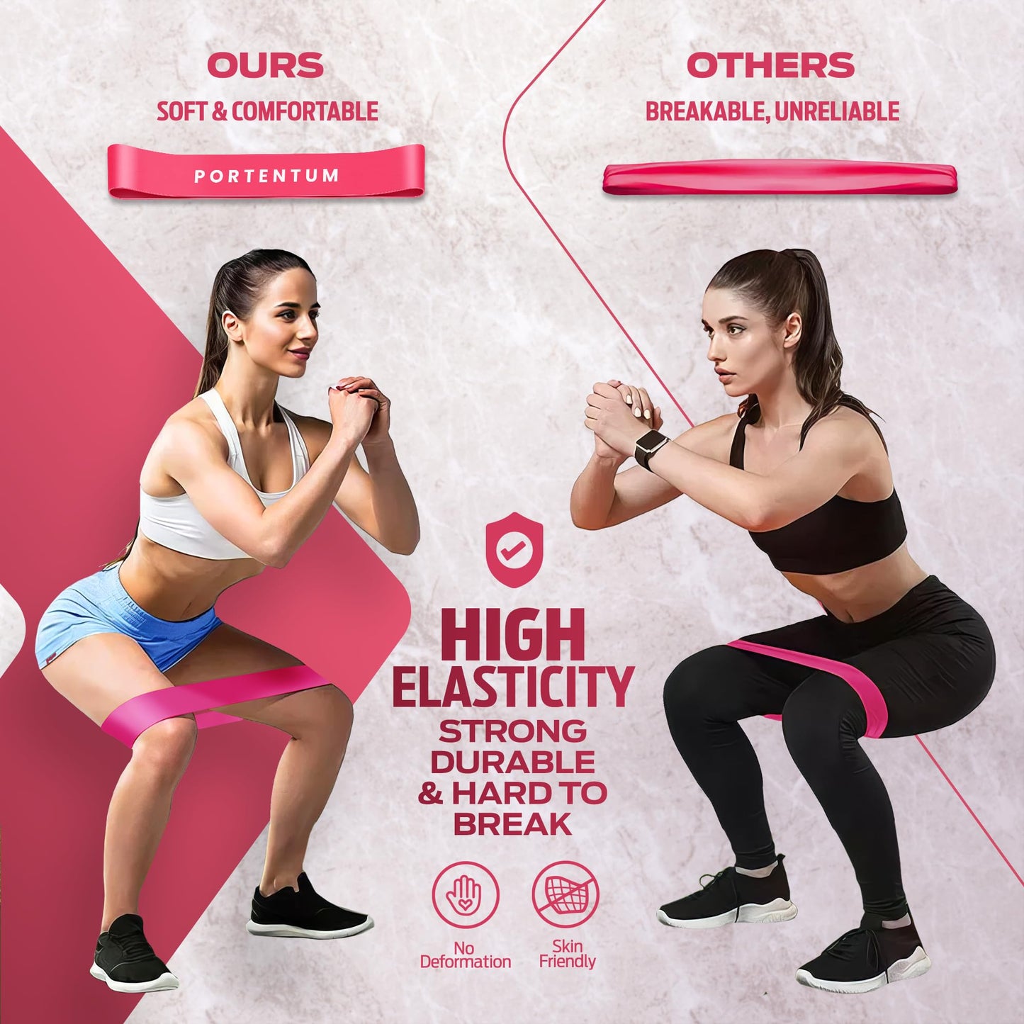 Benzi de rezistenta PORTENTUM, set de 5 benzi de rezistenta.