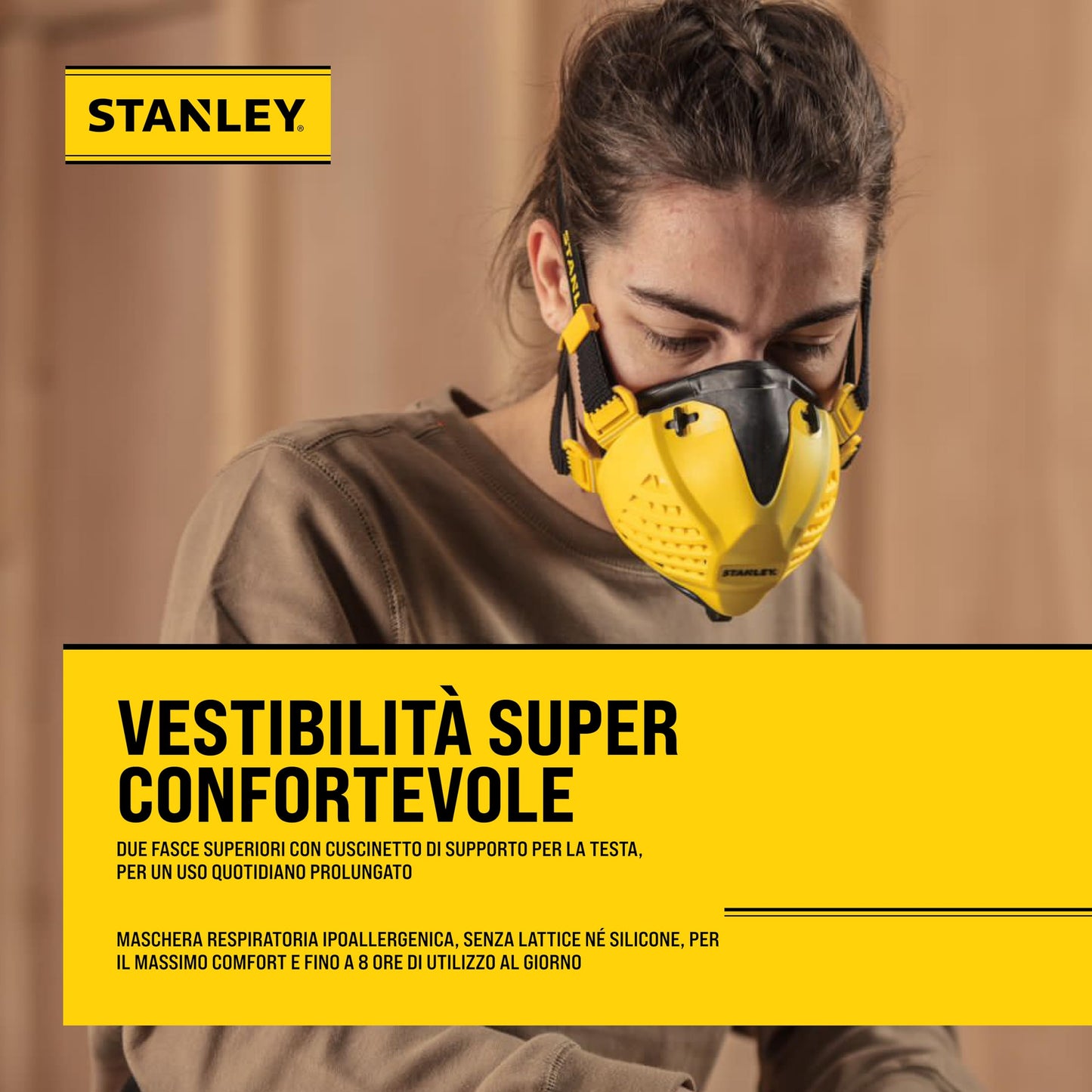 Respirator STANLEY P3, masca de praf reutilizabila cu tehnologie de