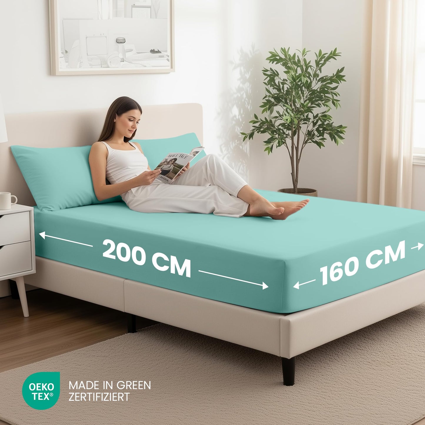 Utopia Bedding - Cearsafuri cu elastic, pachet de 2, 160x200cm