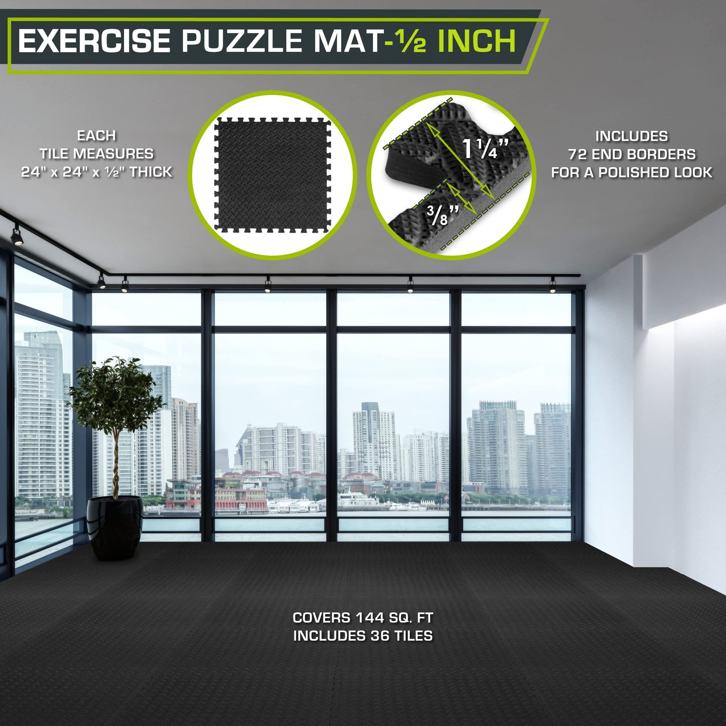 ProsourceFit Puzzle Saltea de exercitii ½ in, placi de podea