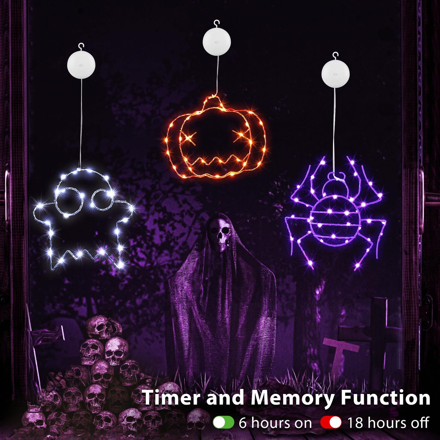 Joomer Decoratiune de Halloween pentru ferestre in aer liber, 3