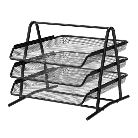 Detectalia Tava metalica pentru documente, 3 compartimente, neagra - Tava