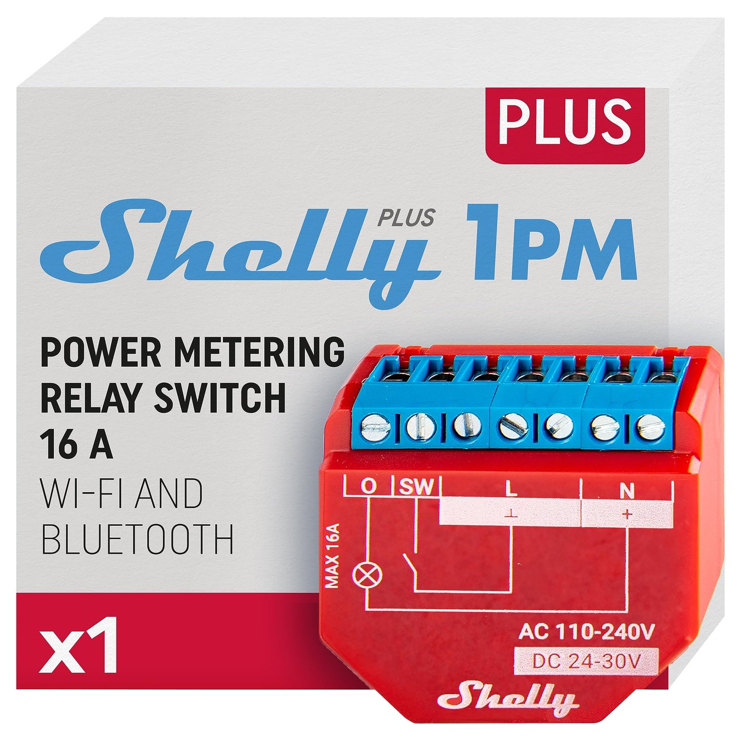 Shelly Plus 1PM | Comutator releu Wi-Fi si Bluetooth cu