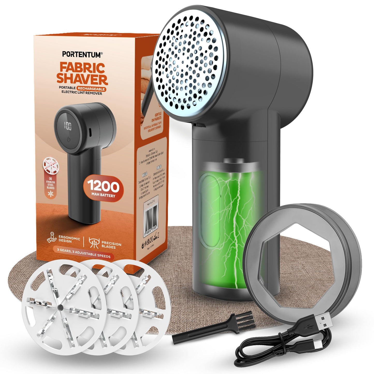 PORTENTUM Aparat electric de indepartare a scamelor – Afisaj LED,