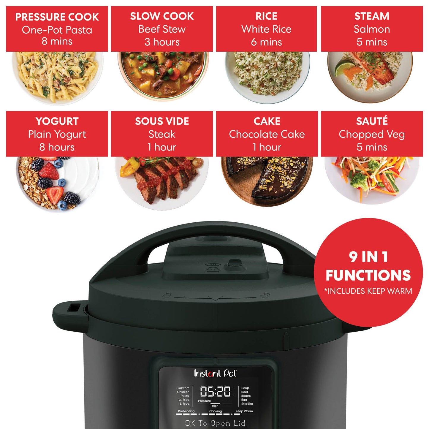 Instant Pot Duo Plus cu Multi-Cooker WhisperQuiet. Aragaz inteligent 9 în 0.0416666666666667