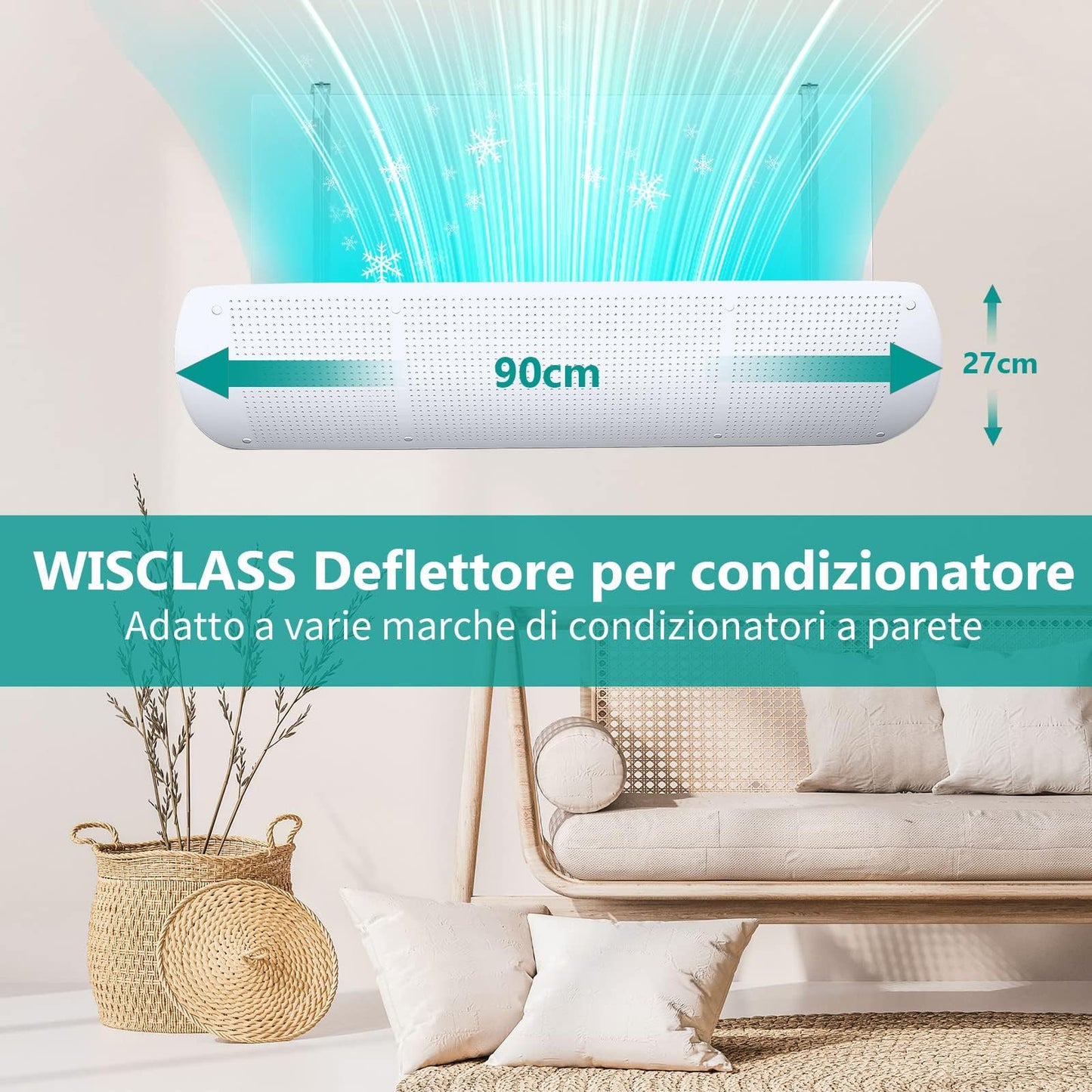 WISCLASS Deflector reglabil pentru parbriz aer conditionat pentru aer conditionat