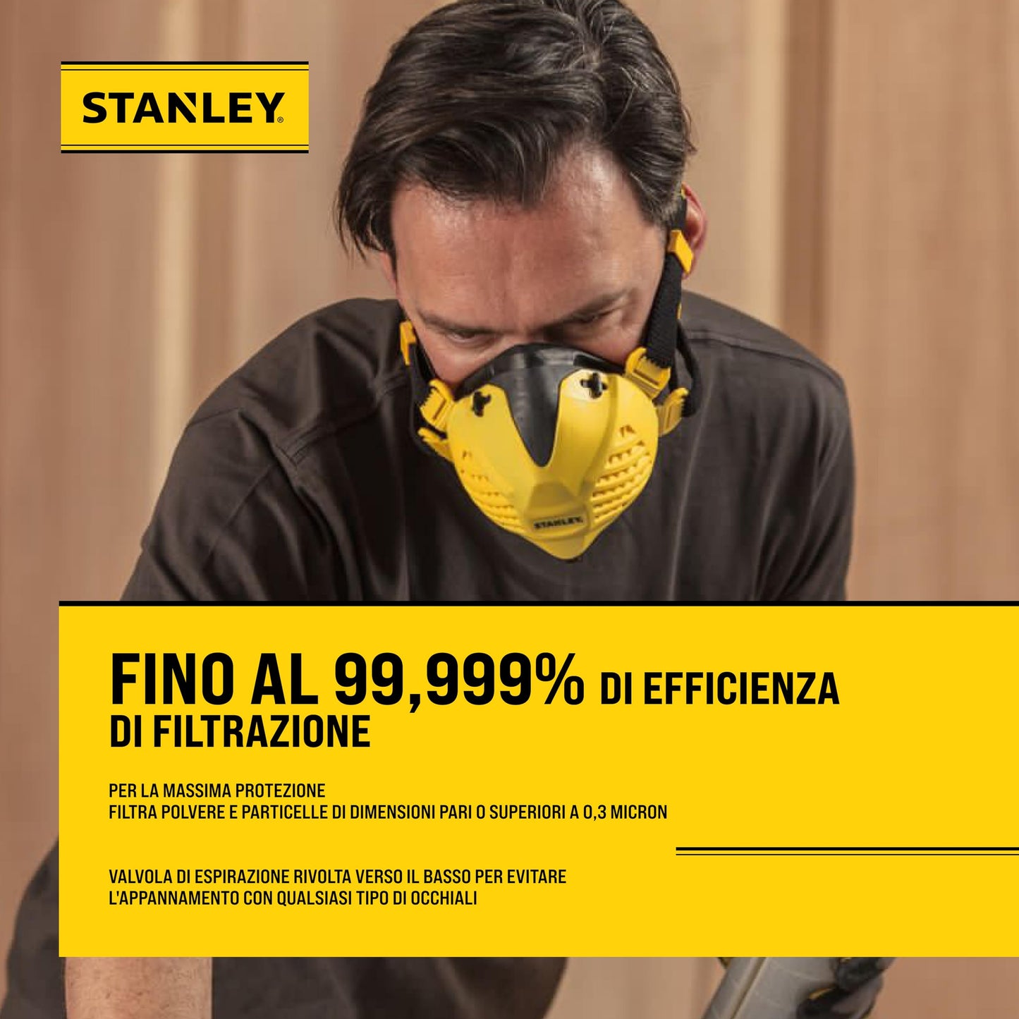 Respirator STANLEY P3, masca de praf reutilizabila cu tehnologie de